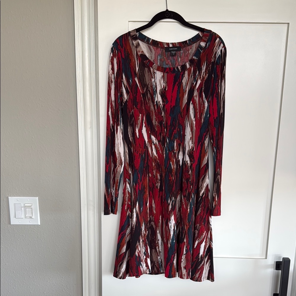 Karen Kane Red and Black Long Sleeve Dress